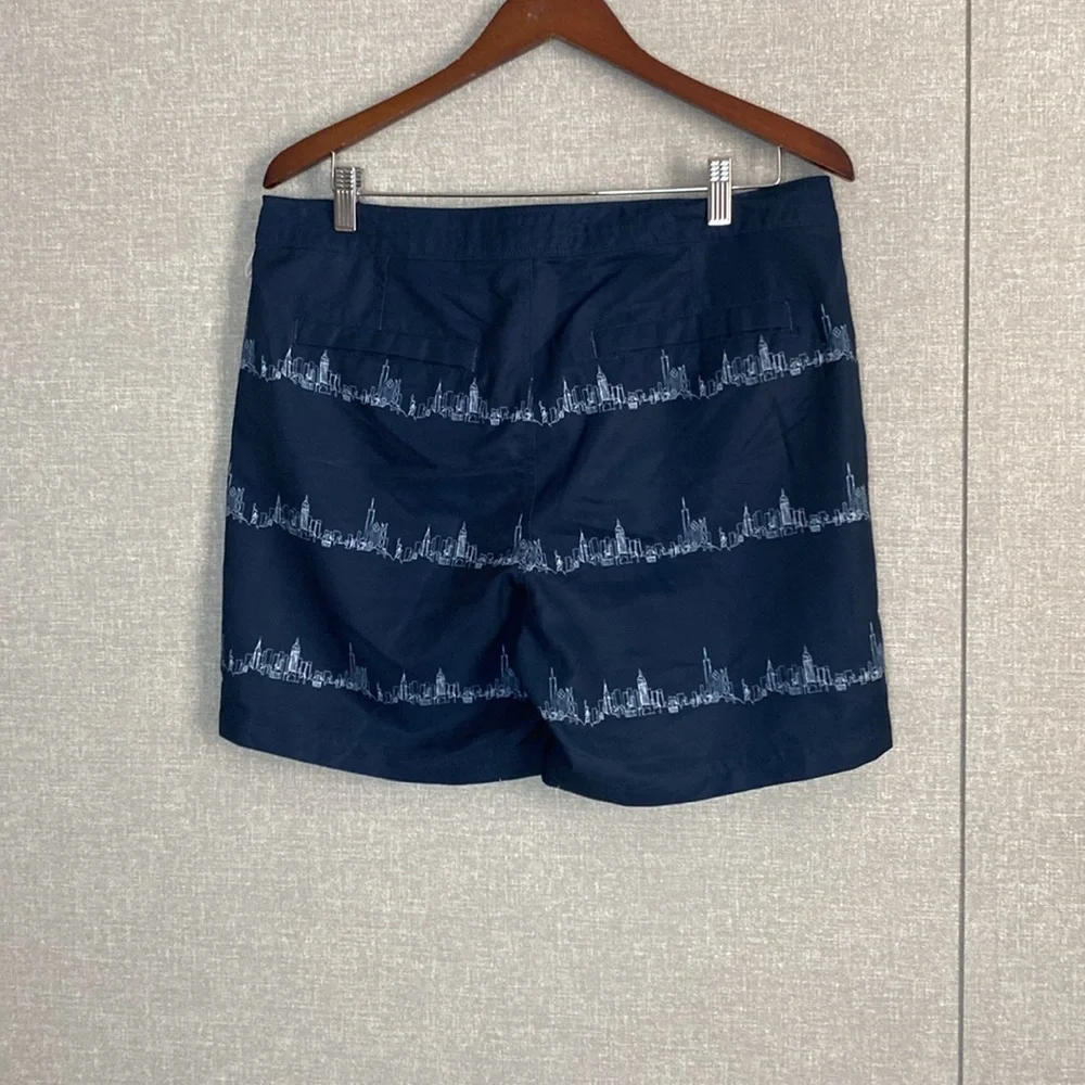 NWOT Original Penguin Blue Swim Trunks with Skyline Pattern
